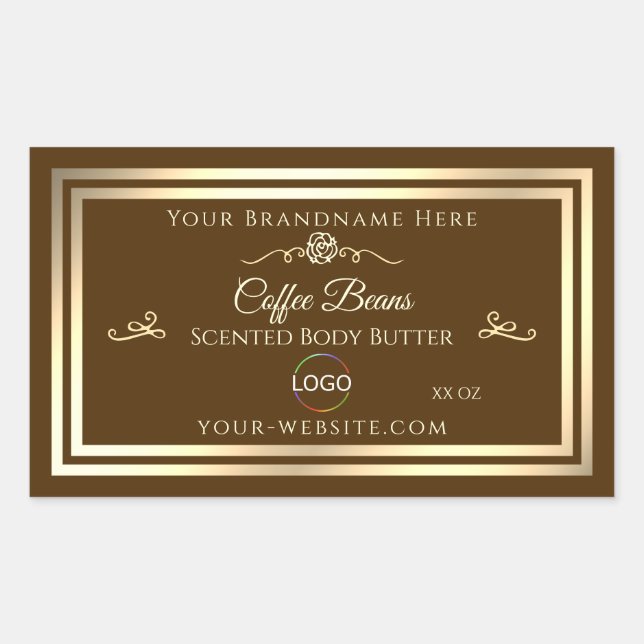 Coffee Brown Product Label Gold Frame with Logo (Front)