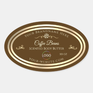Coffee Brown Product Label Gold Frame with Logo