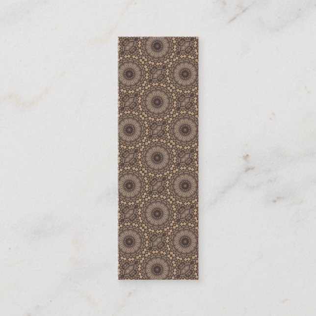 Coffee Brown Repeating Pattern Mini Business Card (Front)