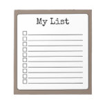 Coffee Brown Retro Custom Checklist Lined Notepad