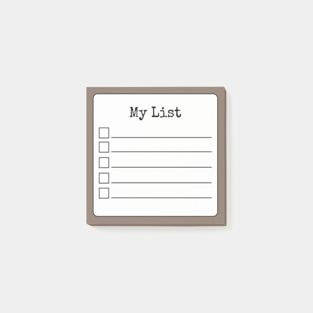 Coffee Brown Retro Lined Checklist Post-it Notes (Front)