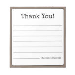 Coffee Brown Retro Thank You Your Name Lined  Notepad