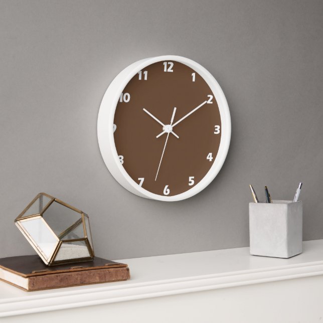 Coffee Brown Solid Color  Clock (Office)