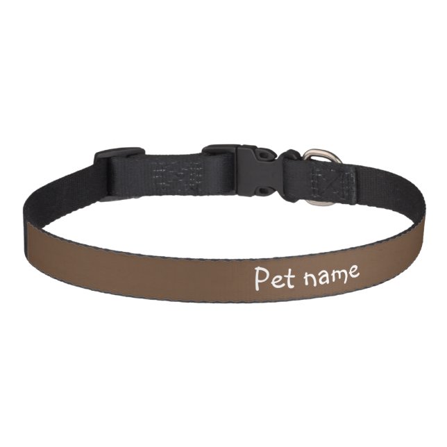 Coffee Brown Solid Color  Pet Collar (Front)