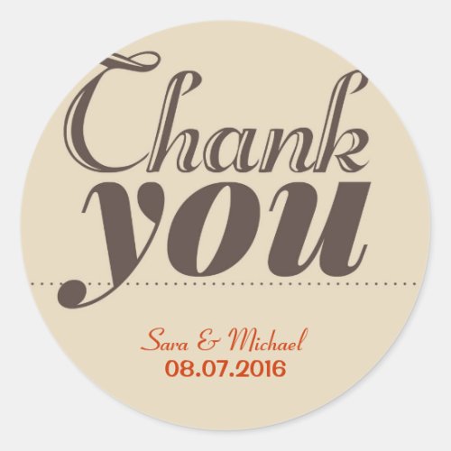 Coffee Brown Vintage Typography Thank You Stickers