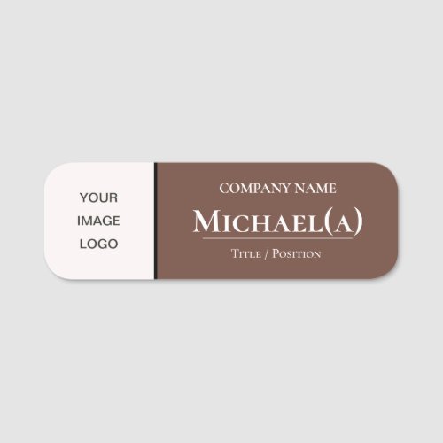 Coffee Brown  White Modern Elegant Business LOGO Name Tag