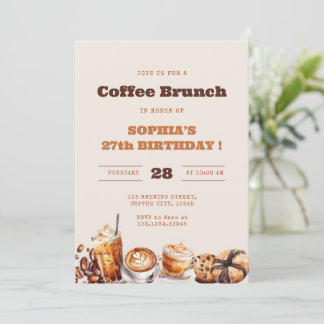 Coffee Brunch Any Age Birthday Invitation