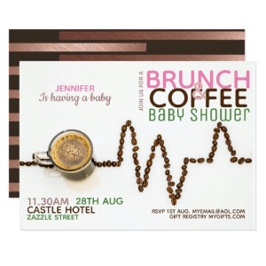 COFFEE Brunch Baby Shower Invitation Pink Green