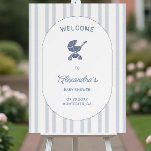 Coffee Brunch Dusty Blue Baby Shower Welcome Sign
