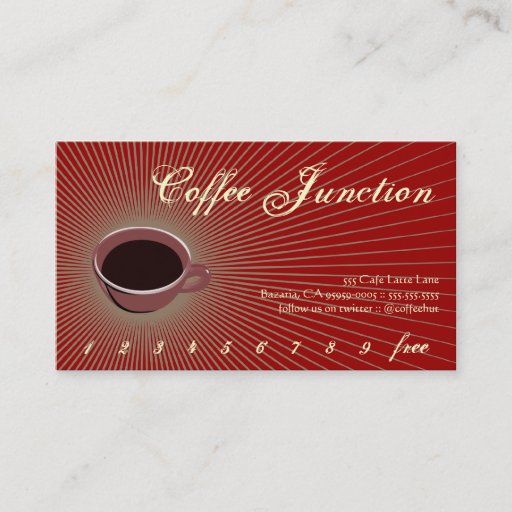 Customizable Coffee Burst Drink Punch / Loyalty Card Business Cards