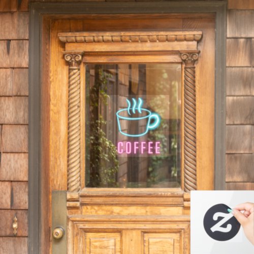 Coffee Business Neon Window Cling