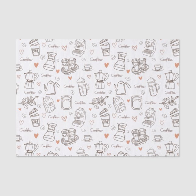 Coffee Business Seamless Pattern Tissue Paper (Front)