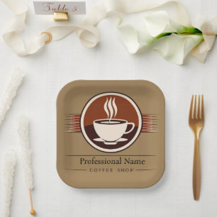 Coffee Business vintage cafe espresso shop Paper Plates