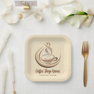 Coffee Business vintage cafe espresso  shop Paper Plates