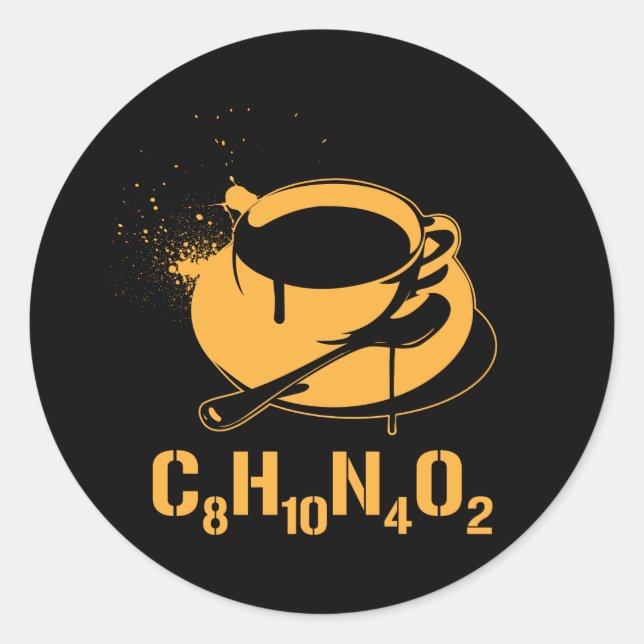 Coffee C8H10N4O2 Classic Round Sticker (Front)