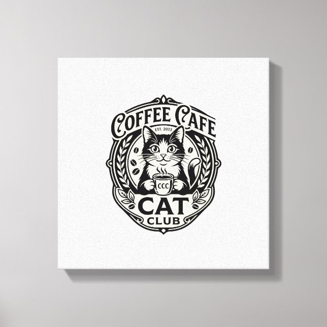 Coffee Cafe Cat Funny Cat Graphic - Coffee Cafe Ca Canvas Print (Front)