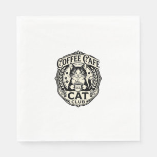Coffee Cafe Cat Funny Cat Graphic - Coffee Cafe Ca Napkins