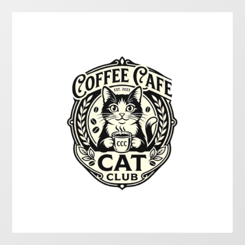 Coffee Cafe Cat Funny Cat Graphic - Coffee Cafe Ca Window Cling
