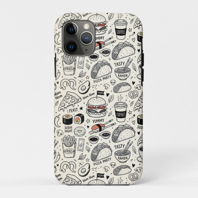Coffee & Café Doodle Pattern –Cute Hand Drawn Food Case-Mate iPhone Case (Back)
