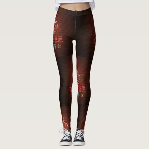 Coffee Cafe Neon Sign Leggings