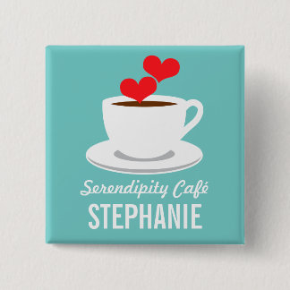 Coffee Café Shop Custom Employee Name Badge Button