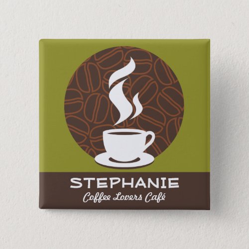 Coffee Caf Shop Custom Employee Name Badge Button