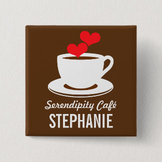 Coffee Café Shop Custom Employee Name Badge Pinback Button