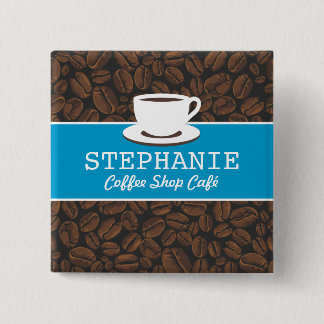 Coffee Café Shop Custom Employee Name Badge Pinback Button