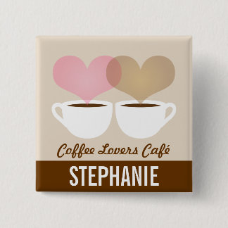 Coffee Café Shop Custom Employee Name Badge Pinback Button