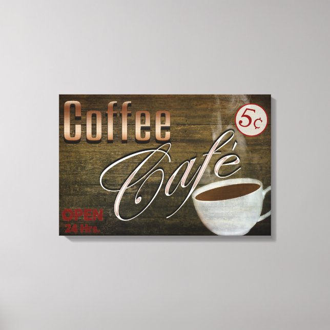 COFFEE CAFE' SIGN - 24 X 16 WRAP-AROUND CANVAS (Front)