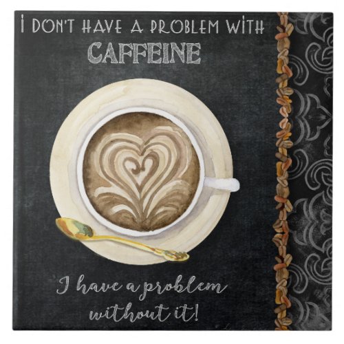 Coffee Caffeine Cappuccino Heart Art Coffee Shop Ceramic Tile