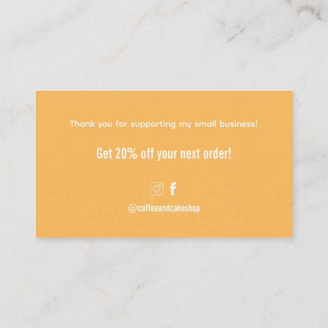 Coffee & Cake Shop Thank You Card (Back)