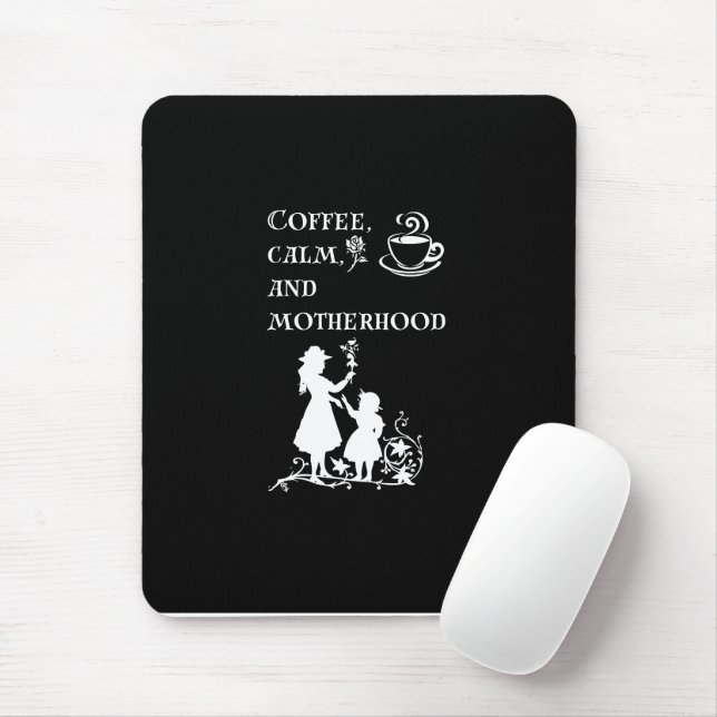 Coffee Calm Motherhood Silhouette Art Mouse Pad (With Mouse)