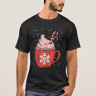 Coffee Candy Cane Christmas Pajama X mas Snowflake T-Shirt
