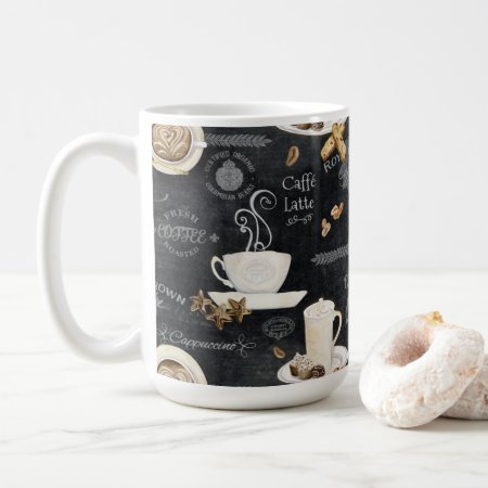 Coffee Cappuccino Mocha Typography Art Decoupage Coffee Mug