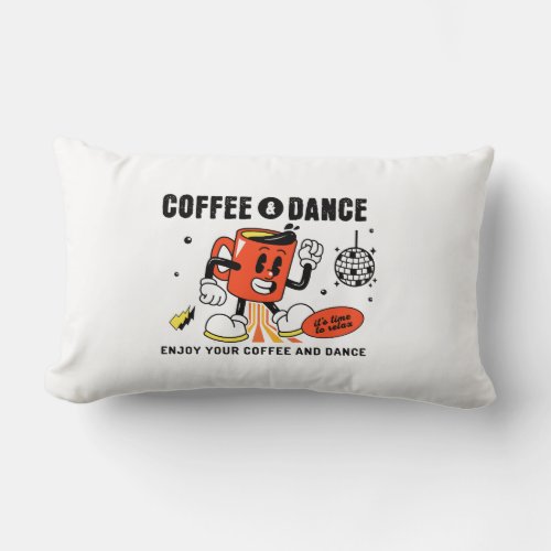 Coffee Cartoon Retro _1 Lumbar Pillow