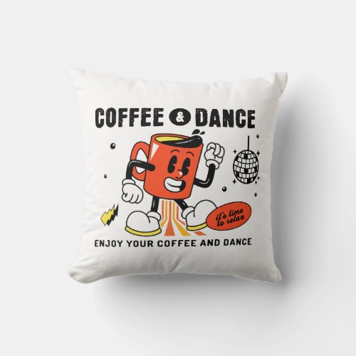 Coffee Cartoon Retro _1 Throw Pillow