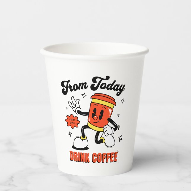 Coffee Cartoon Retro -3 Paper Cups (Front)
