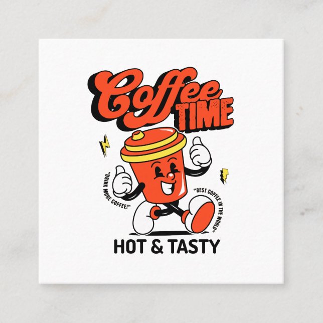Coffee Cartoon Retro  Square Business Card (Front)