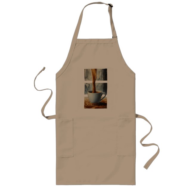 Coffee Cascade Art with Surreal Waterfall Flow Long Apron (Front)