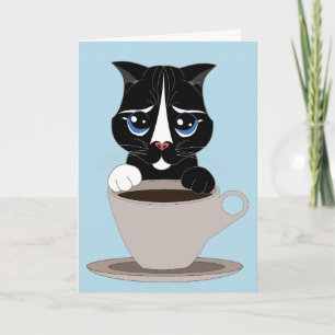 COFFEE CAT ART BIRTHDAY CARD
