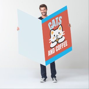 COFFEE CAT BIGGEST HUGE BIRTHDAY GREETING CARD