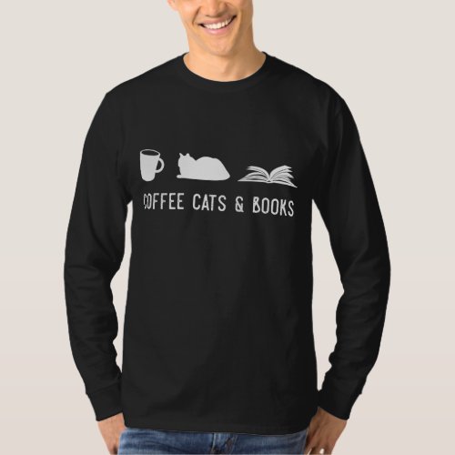 Coffee Cat Book Cute Bookworm Librarian Gift T_Shirt
