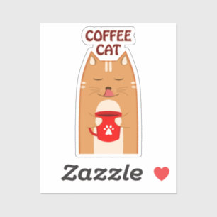 Coffee Cat Custom-Cut Vinyl Sticker