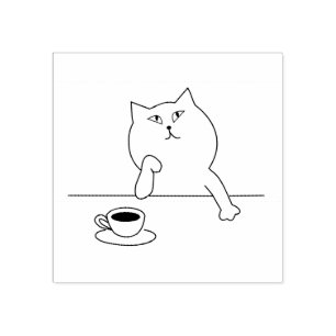 COFFEE CAT CUTE RUBBER STAMP