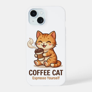 Coffee Cat Espresso Yourself Cute Kitten iPhone 15 Case
