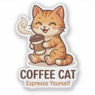 Coffee Cat Espresso Yourself Cute Kitten Sticker