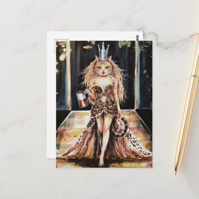 Coffee Cat Fairy on the Model Runway Postcard (Front/Back In Situ)