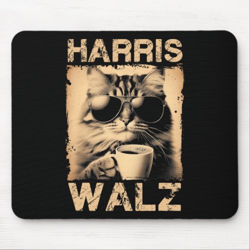 Coffee Cat Harris Walz 2024 Childless Cat Lady Vin Mouse Pad