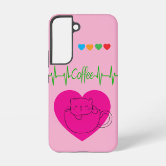 Coffee Cat in Cup Samsung Case – Pink